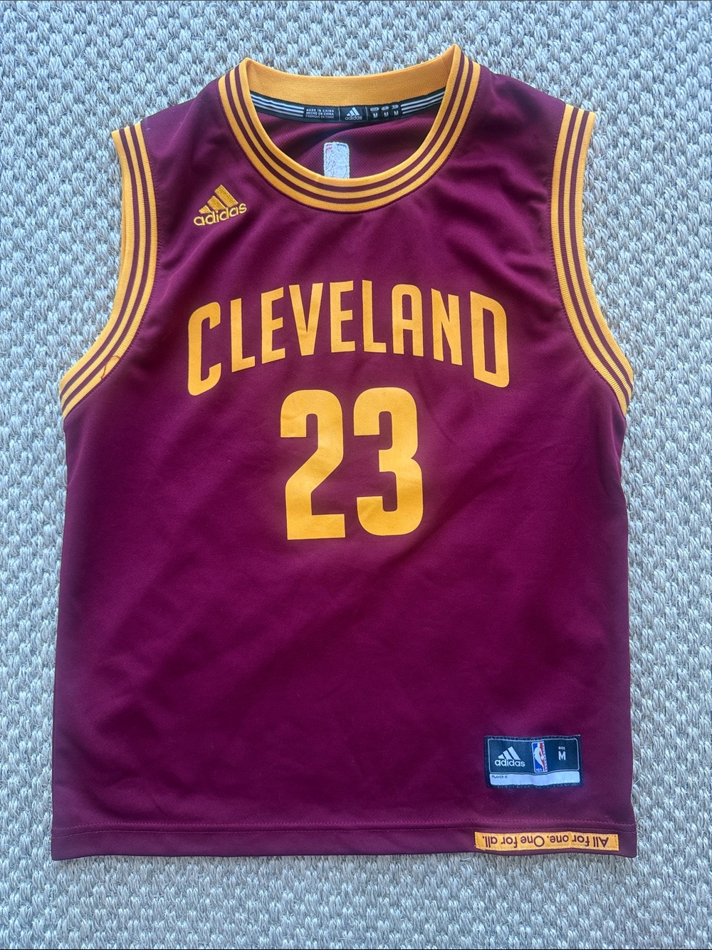 adidas Cleveland Maroon and Gold #23 Kids Jersey